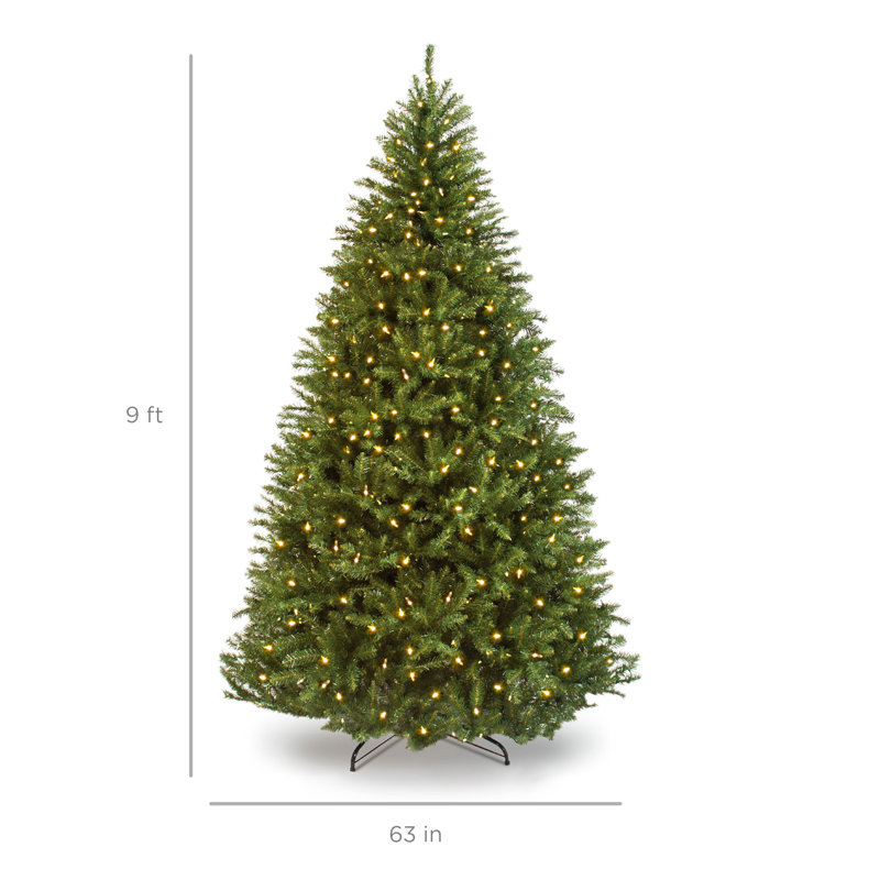 9' Pre-Lit Frosted Full Fir Artificial Christmas Tree with Steel Stand
