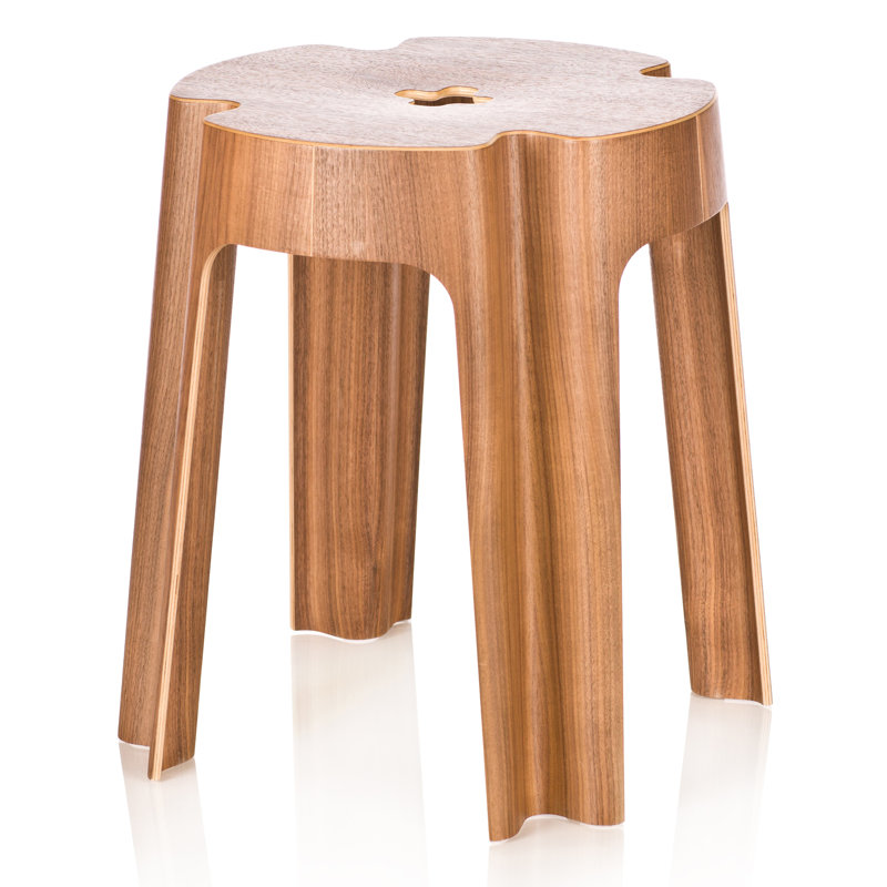Aldis Circenis Inspired Walnut Plywood Stackable Accent Stool