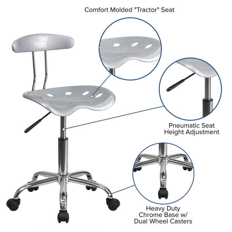 Elliott Compact Swivel Task Chair with Chrome Tractor Seat