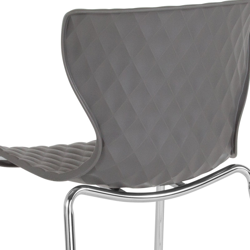 Quilted Diamond Gray Plastic Stackable Modern Chair