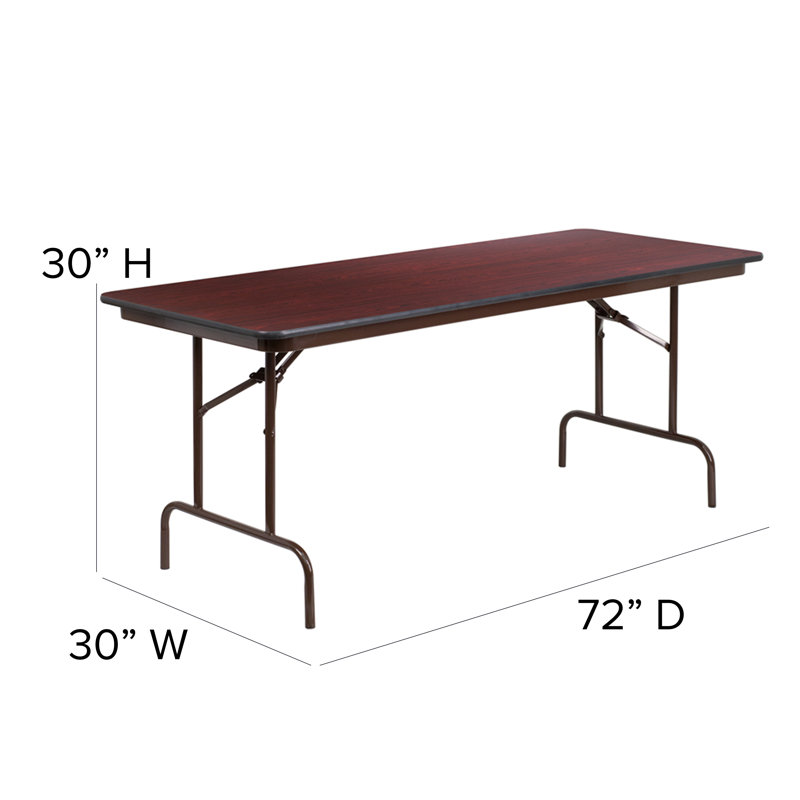 Elegant 72" Mahogany Laminate Folding Banquet Table with Metal Frame