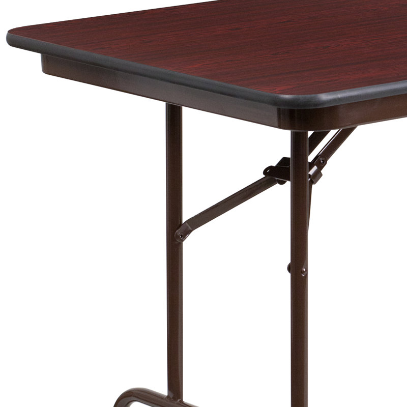Elegant 72" Mahogany Laminate Folding Banquet Table with Metal Frame