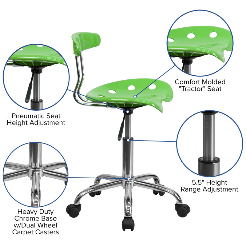 Elliott Vibrant Apple Green Ergonomic Swivel Task Chair with Chrome Base