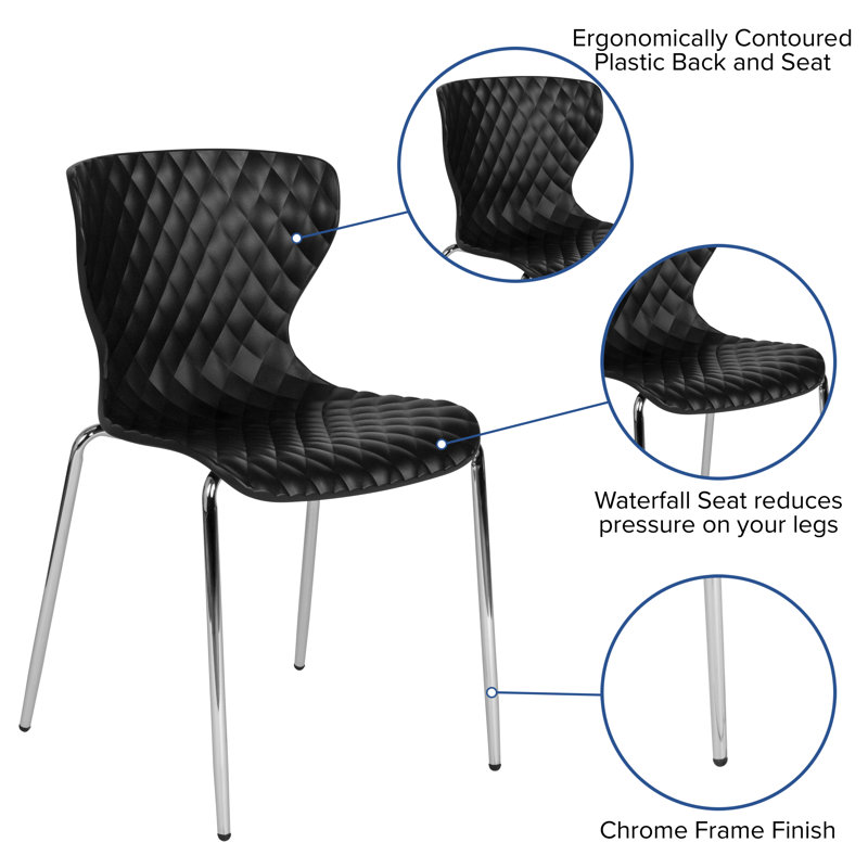 Lowell Black Metal Diamond Quilted Stackable Chair