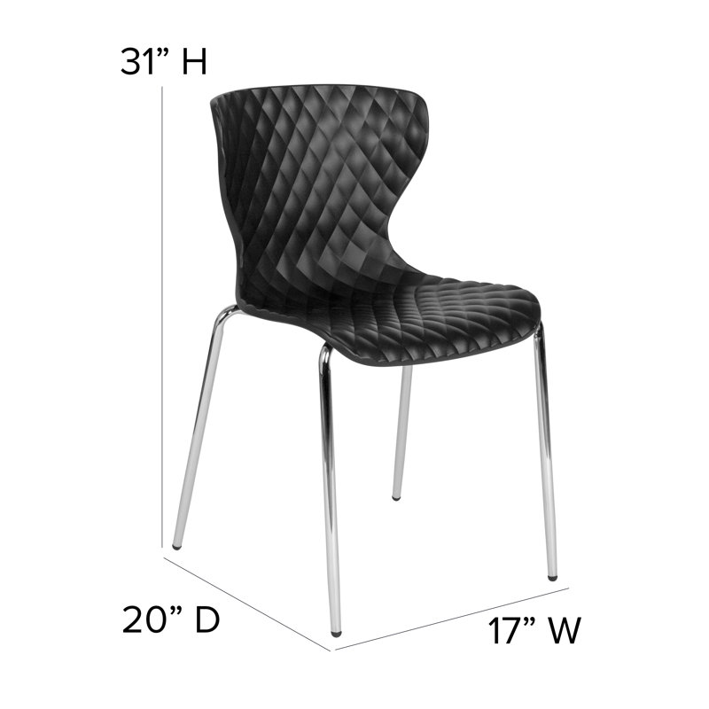 Lowell Black Metal Diamond Quilted Stackable Chair
