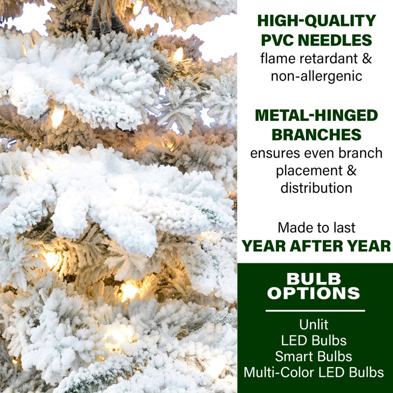 7.5' White Pine Artificial Christmas Tree with LED Lights