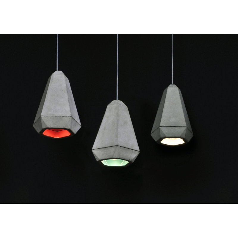 White Concrete Single Pendant Light with Adjustable Length