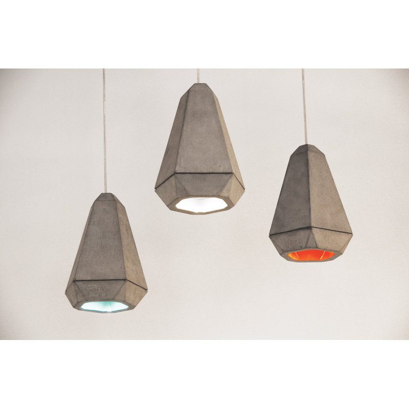 White Concrete Single Pendant Light with Adjustable Length