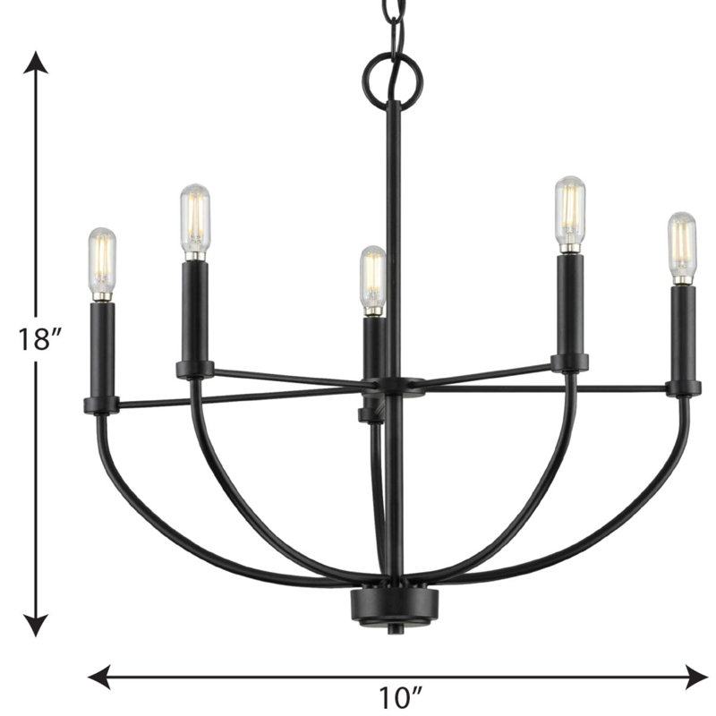 Leyden Matte Black 5-Light Farmhouse Chandelier