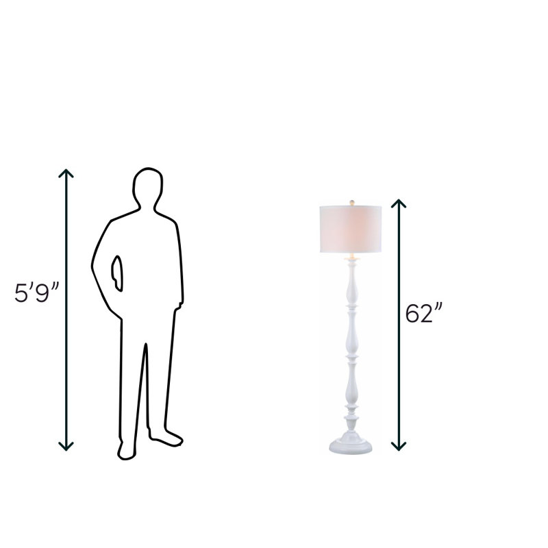 Bessie 62'' White Traditional Candlestick Floor Lamp
