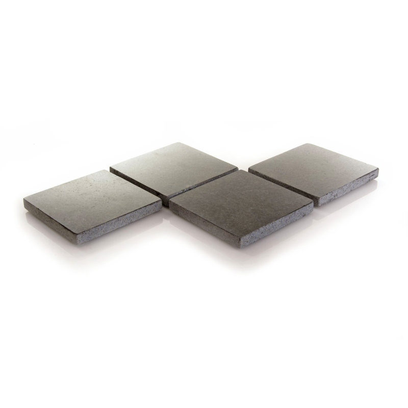 Black Granite Square 8-Piece Stone Coaster Set