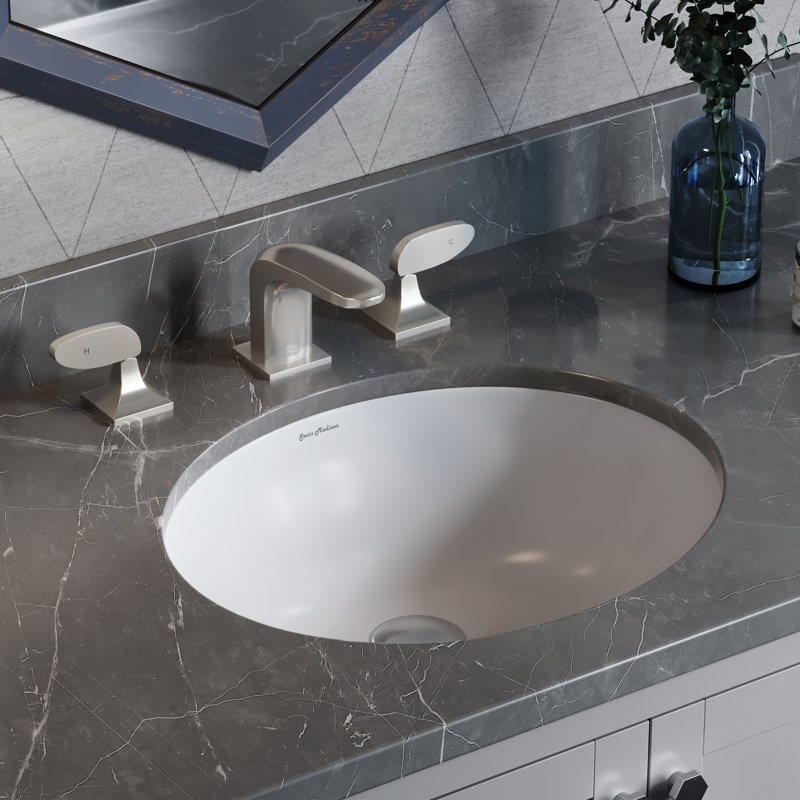 Plaisir White Ceramic 16.75" Oval Undermount Bathroom Sink