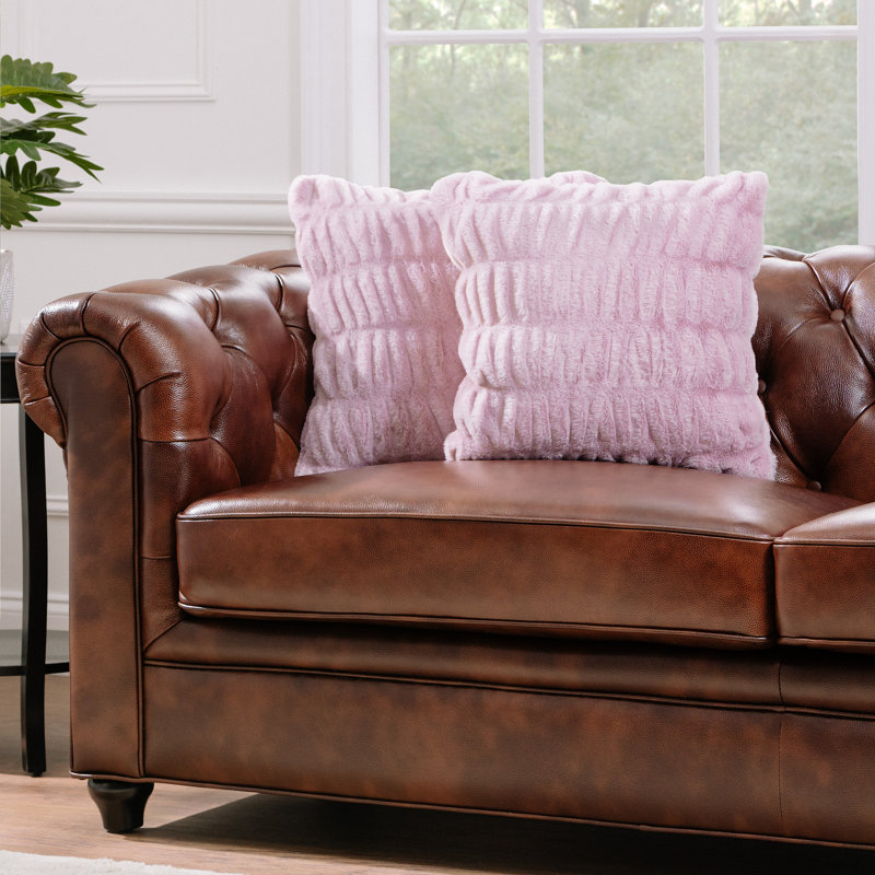 Pink Ruched Faux Fur 18" x 18" Pillow Covers