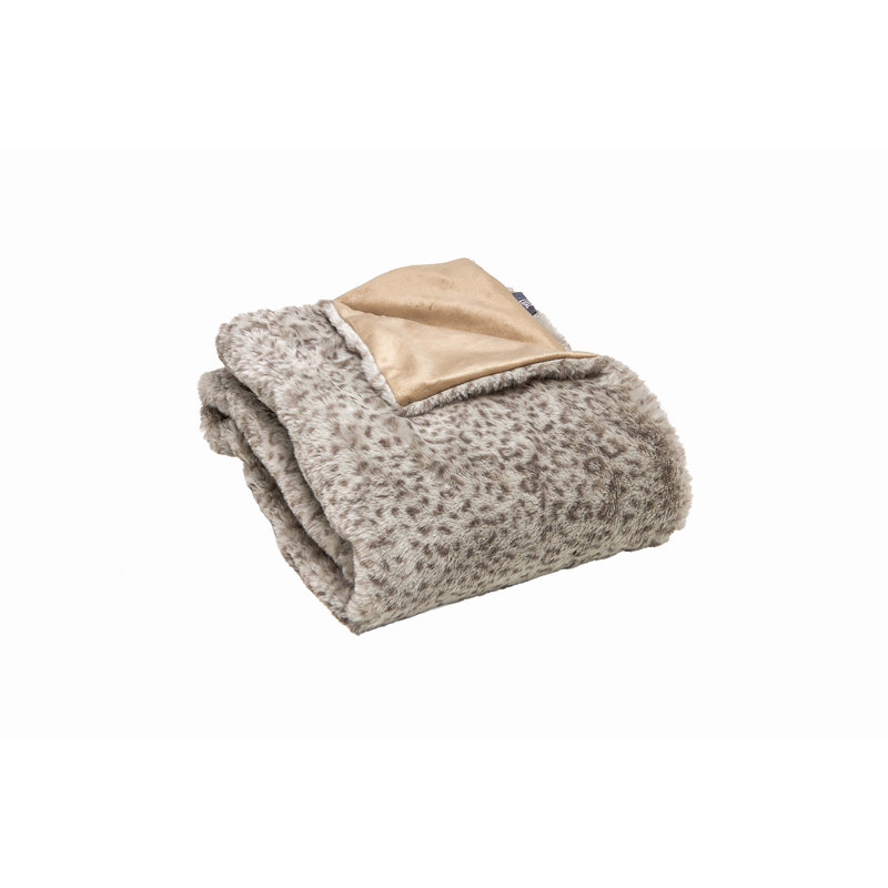 Luxurious Lynx Faux Fur & Fleece 50" x 60" Reversible Throw Blanket