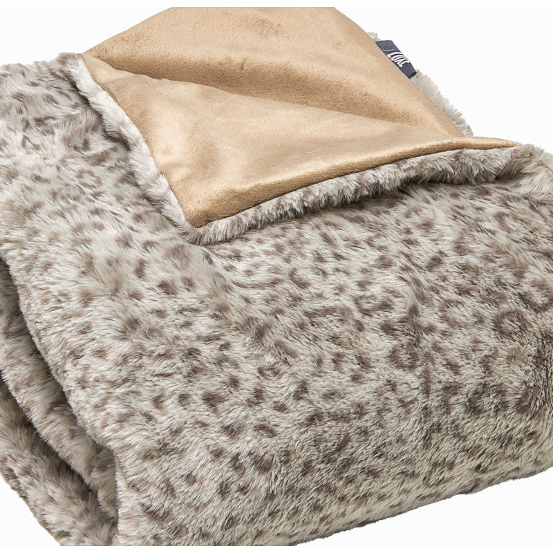 Luxurious Lynx Faux Fur & Fleece 50" x 60" Reversible Throw Blanket
