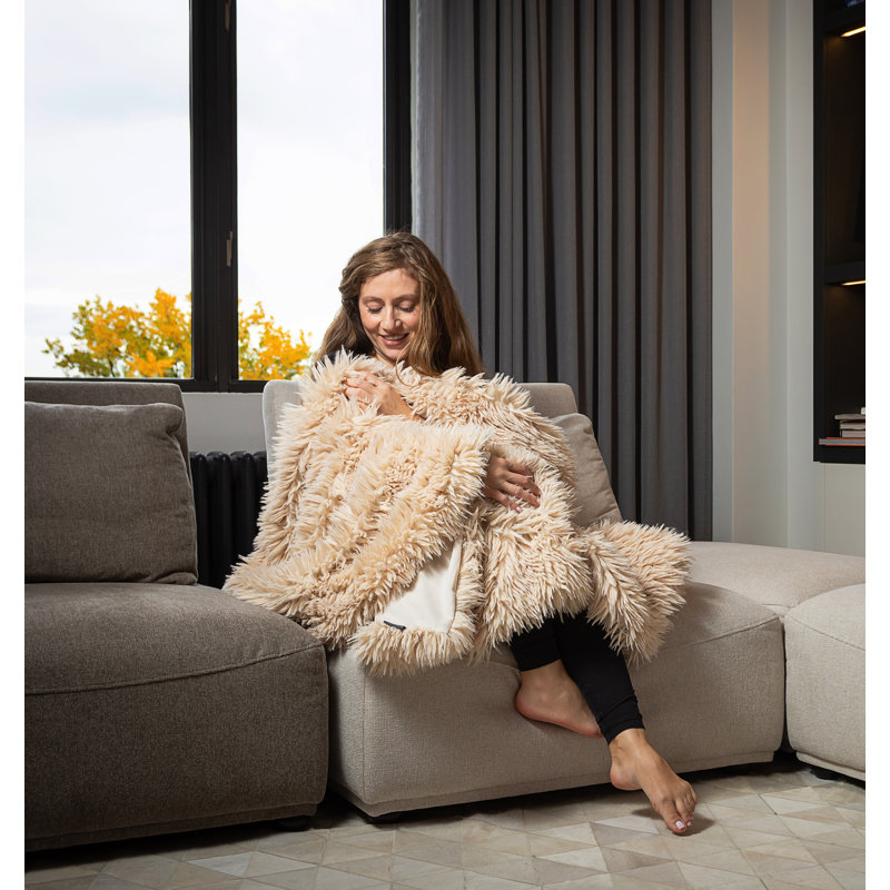 Luxe Tibetan Fleece 50" x 60" Faux Fur Throw Blanket