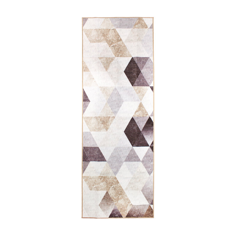 GeoSync Dark Gray Washable Flatweave Runner Rug 2.5'x7'