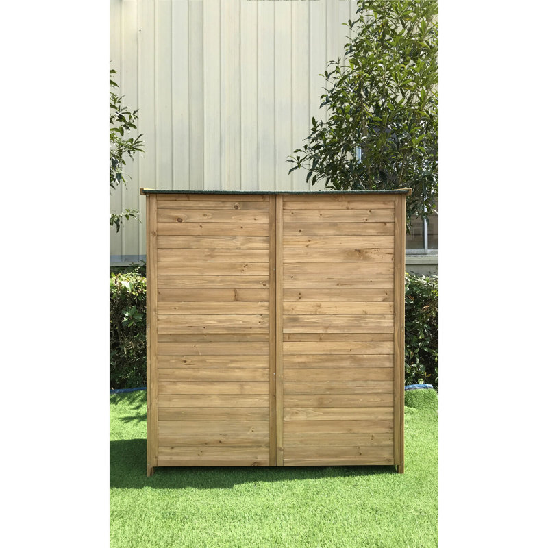 Black Fir Wood Outdoor Storage Shed with Shelving