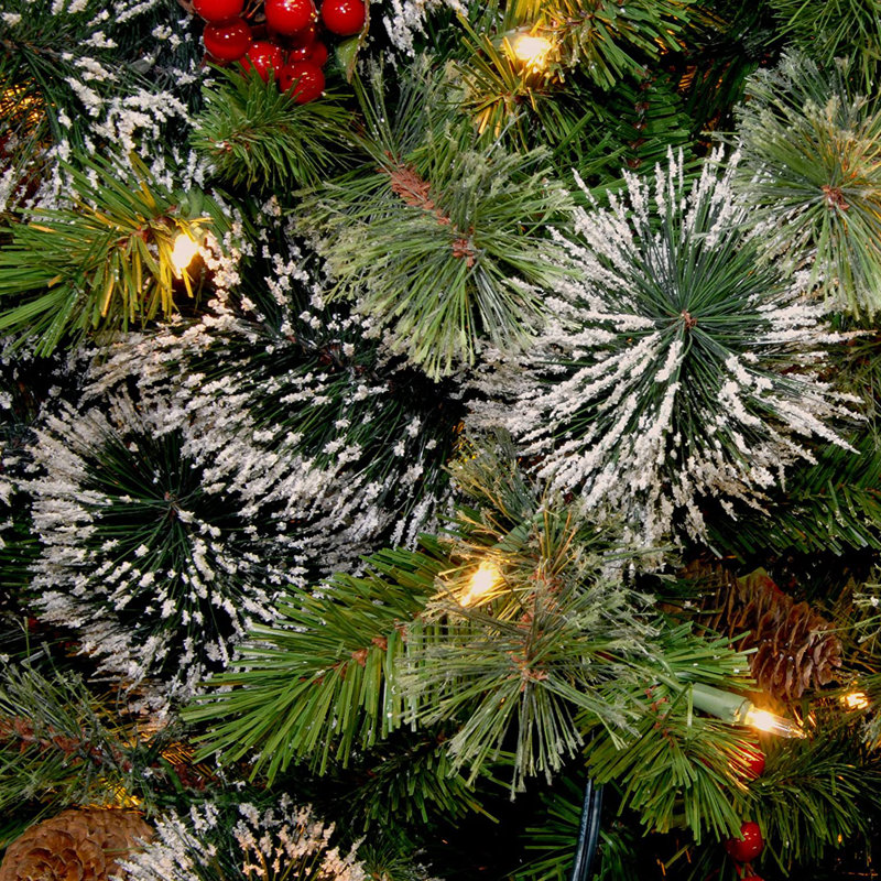 48" Prelit Wintry Pine Artificial Christmas Wreath with Pine Cones and Berries