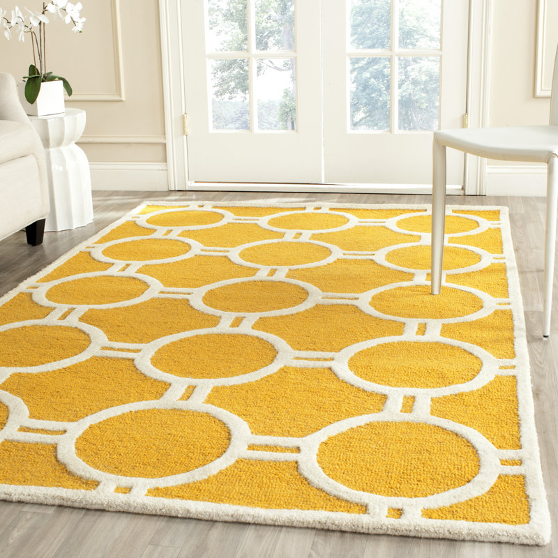 Handmade Cambridge Gold & Ivory Square Wool Rug 2' x 3'