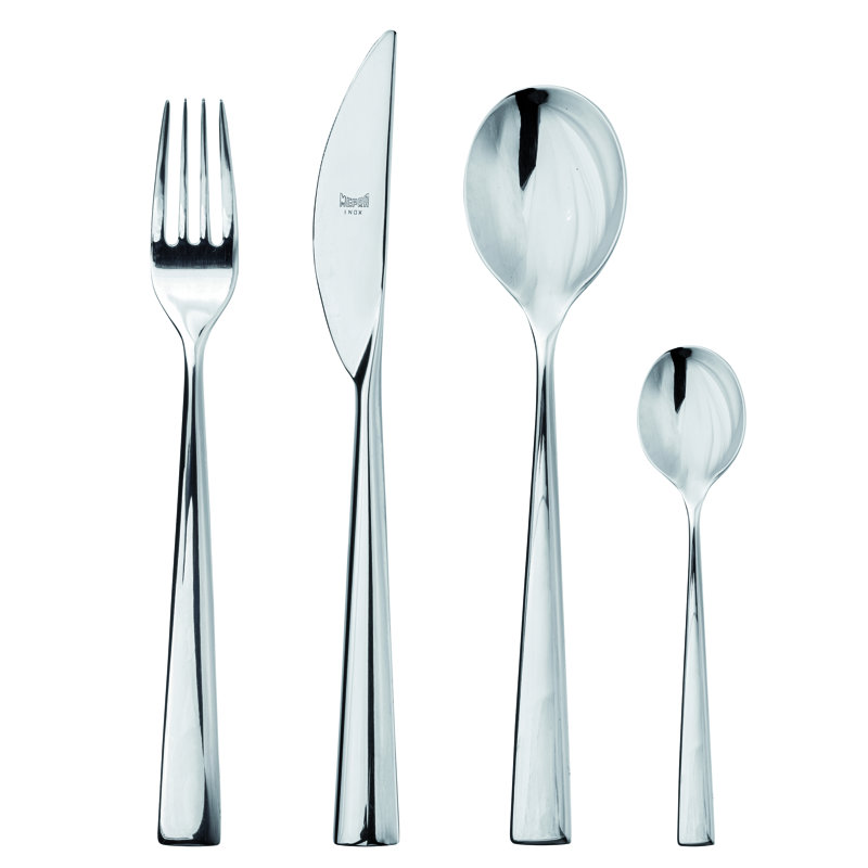 Energia Mirror Finish 24-Piece Stainless Steel Flatware Set, Service for 6