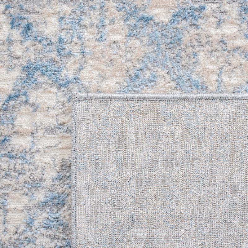 Ivory Abstract 5' x 7' Hand-Knotted Synthetic Area Rug