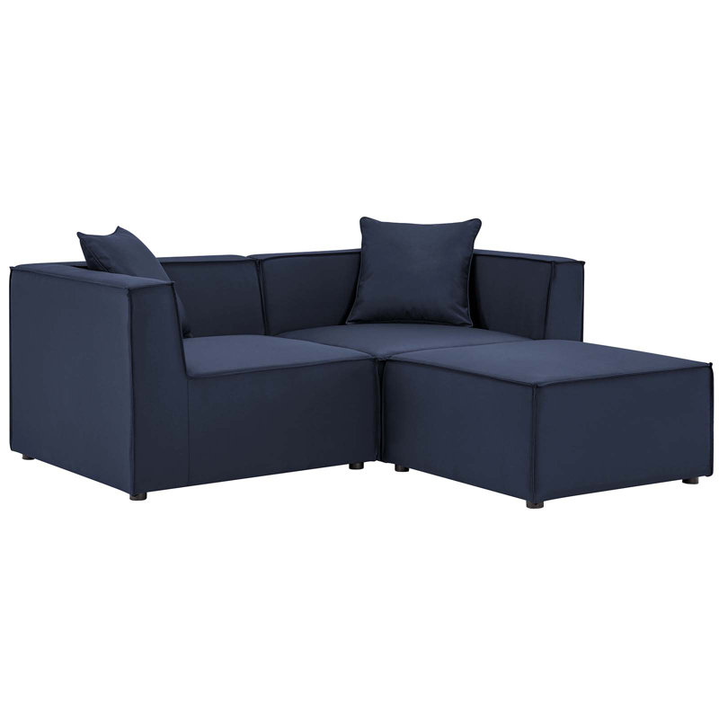 Navy Saybrook All-Weather Outdoor Loveseat and Ottoman Set