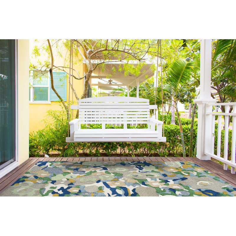 Handmade Blue Floral Tufted Rectangular Synthetic Rug