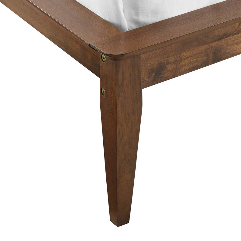 Mid-Century Walnut King Platform Bed with Angular Headboard