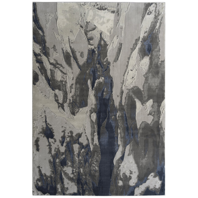 Hilary Farr Blue Tufted Wool and Chenille 3'11" x 5'3" Rug