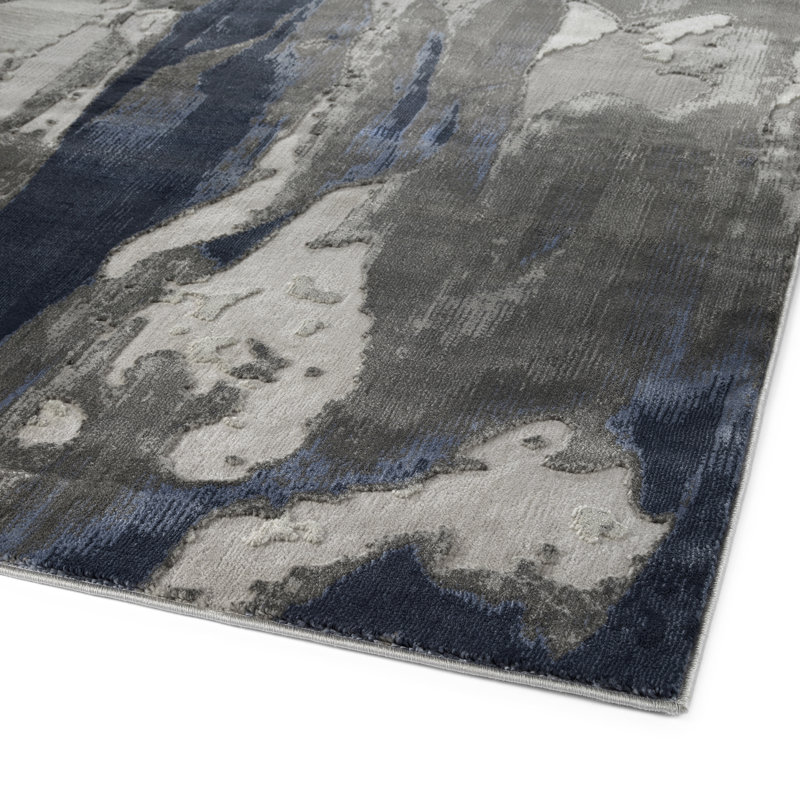 Hilary Farr Blue Tufted Wool and Chenille 3'11" x 5'3" Rug