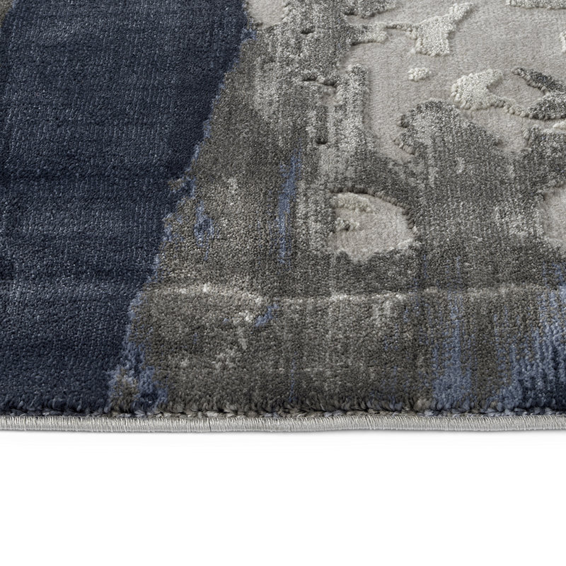 Hilary Farr Blue Tufted Wool and Chenille 3'11" x 5'3" Rug