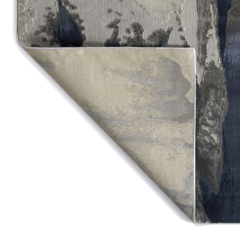 Hilary Farr Blue Tufted Wool and Chenille 3'11" x 5'3" Rug