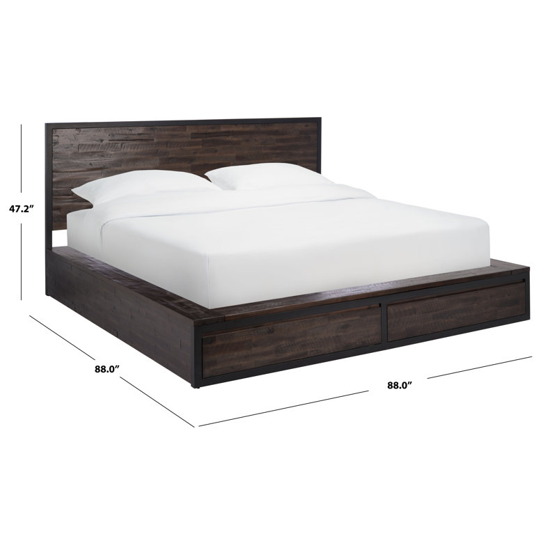 Emmarose King Platform Bed with Headboard in Black and Chocolate Brown