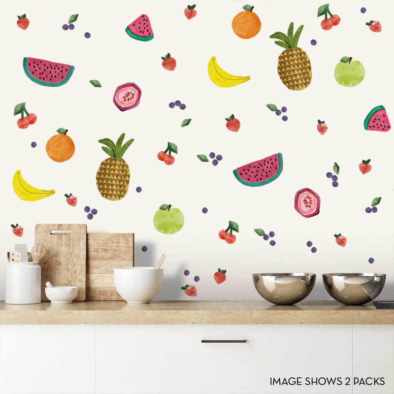 Multicolor Tropical Fruit Peel and Stick Wall Decal Set