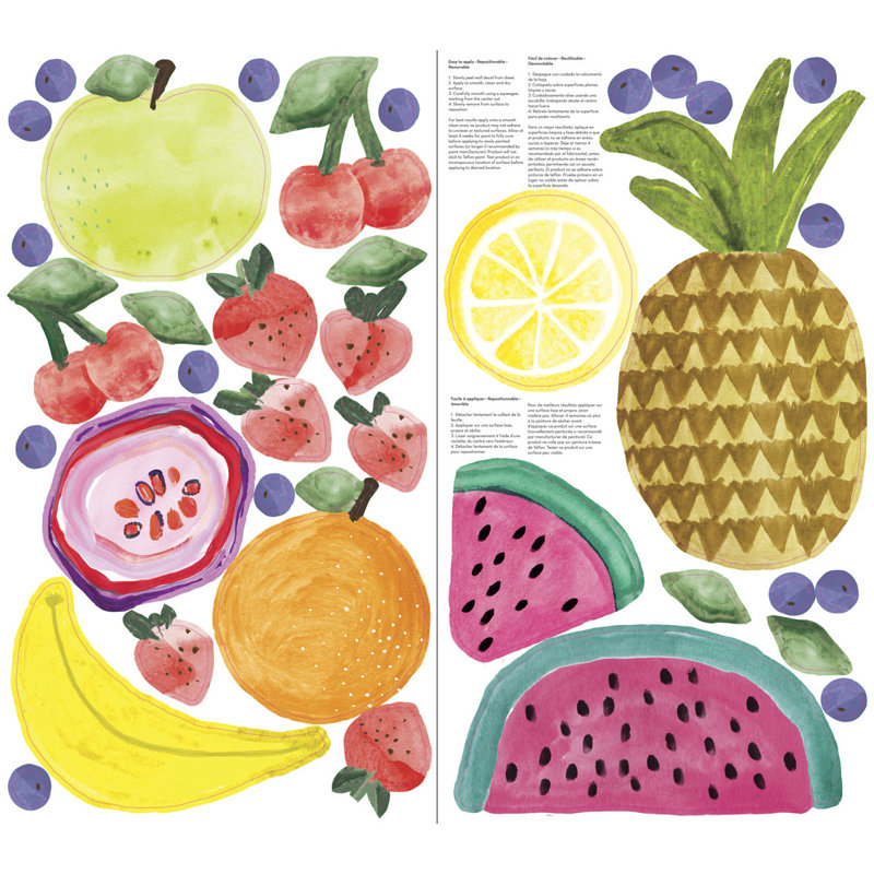 Multicolor Tropical Fruit Peel and Stick Wall Decal Set