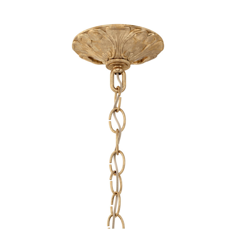 French Gold 6-Light Traditional Chandelier with Clear Heritage Crystals