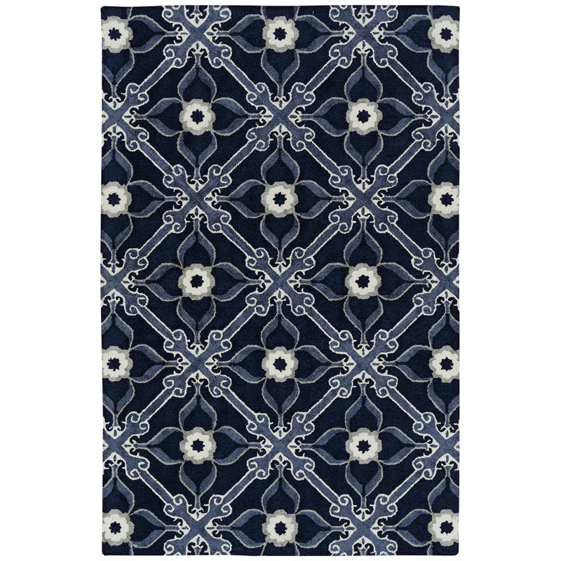 Ivory Peranakan Tile Hand-Tufted Rectangular Rug, 2' x 3'