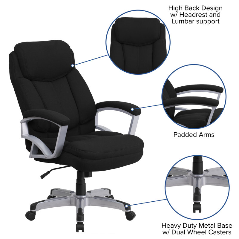 ErgoFlex High Back Executive Swivel Chair in Black Fabric and Chrome