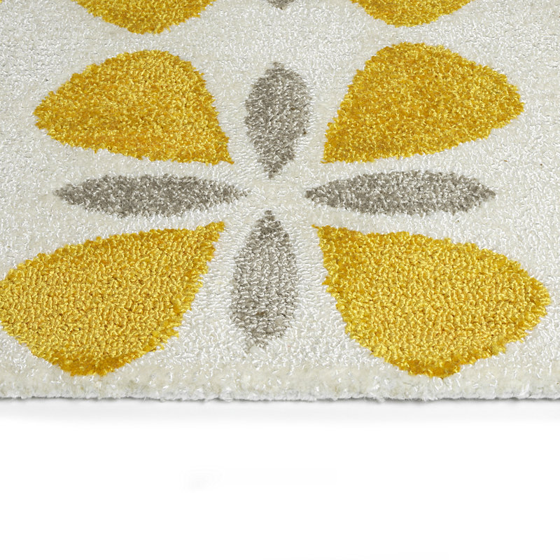 Handmade Peranakan Tile-Inspired Gray Rectangular Rug