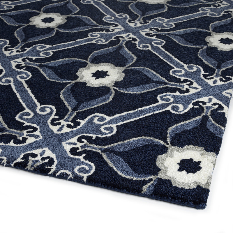 Ivory Peranakan Tile Hand-Tufted Rectangular Rug, 2' x 3'