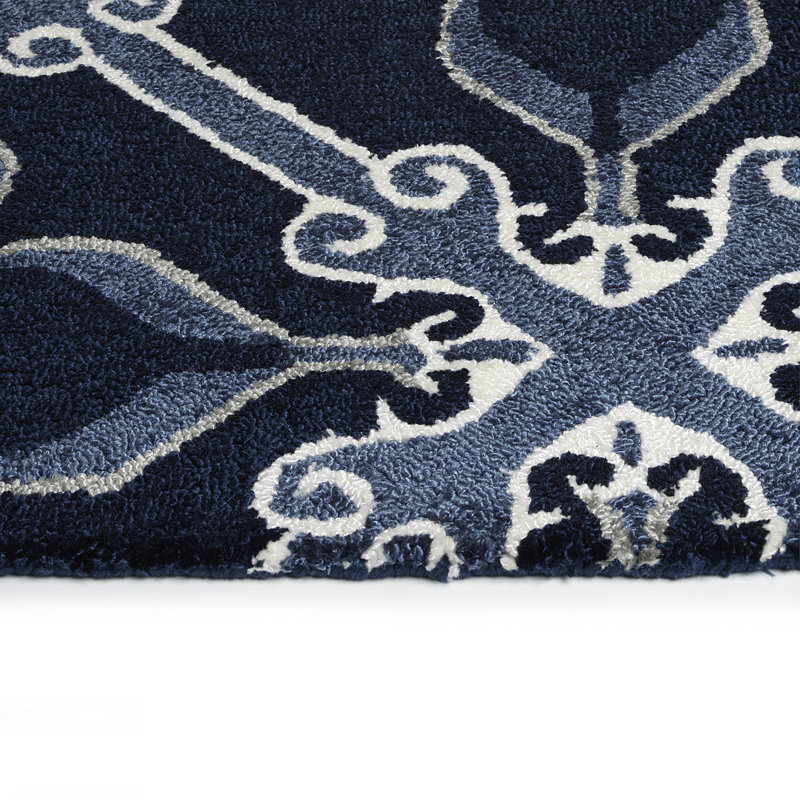 Ivory Peranakan Tile Hand-Tufted Rectangular Rug, 2' x 3'
