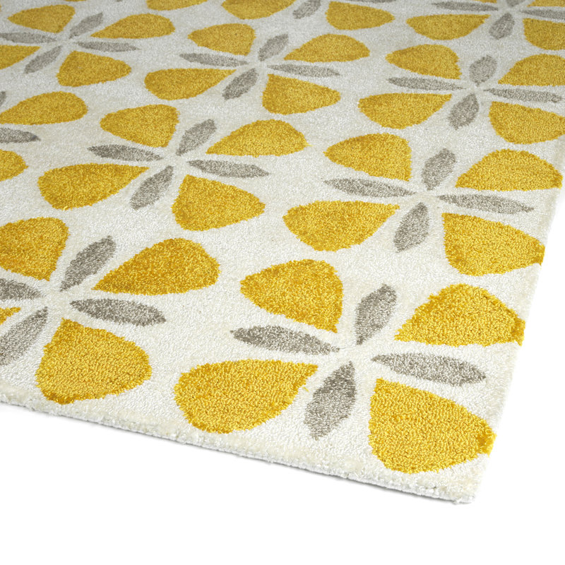 Handmade Peranakan Tile-Inspired Gray Rectangular Rug
