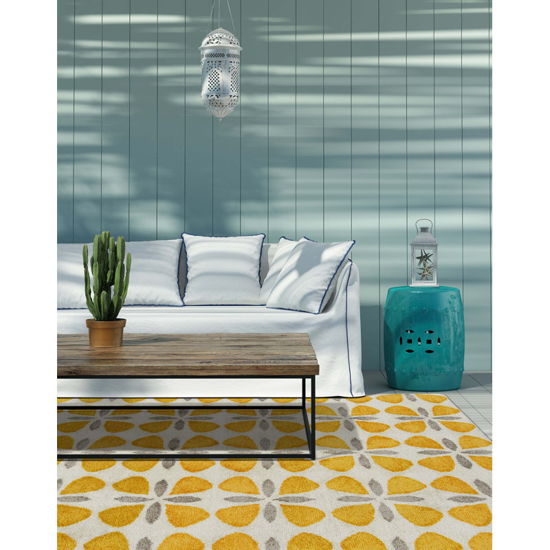Handmade Peranakan Tile-Inspired Gray Rectangular Rug