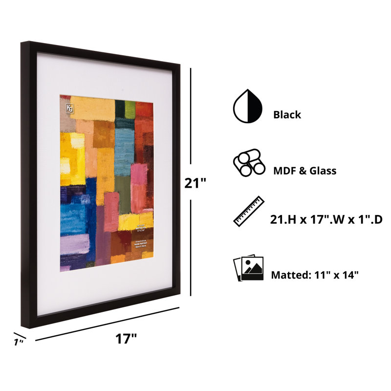 Classic Black Wood Gallery Picture Frame with White Matting