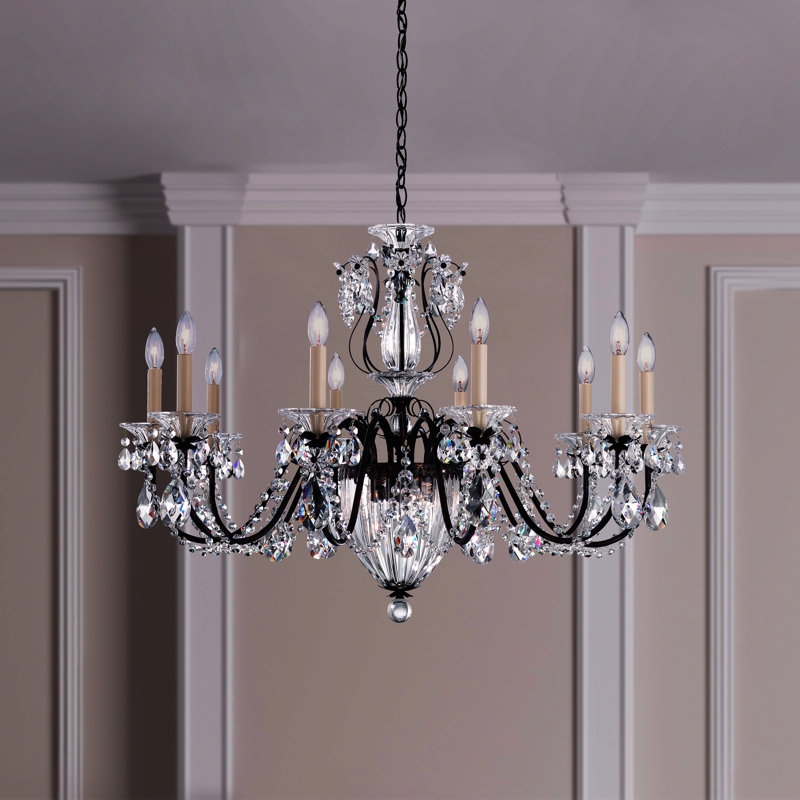 Heirloom Bronze 13-Light Beaded Chandelier with Clear Crystal