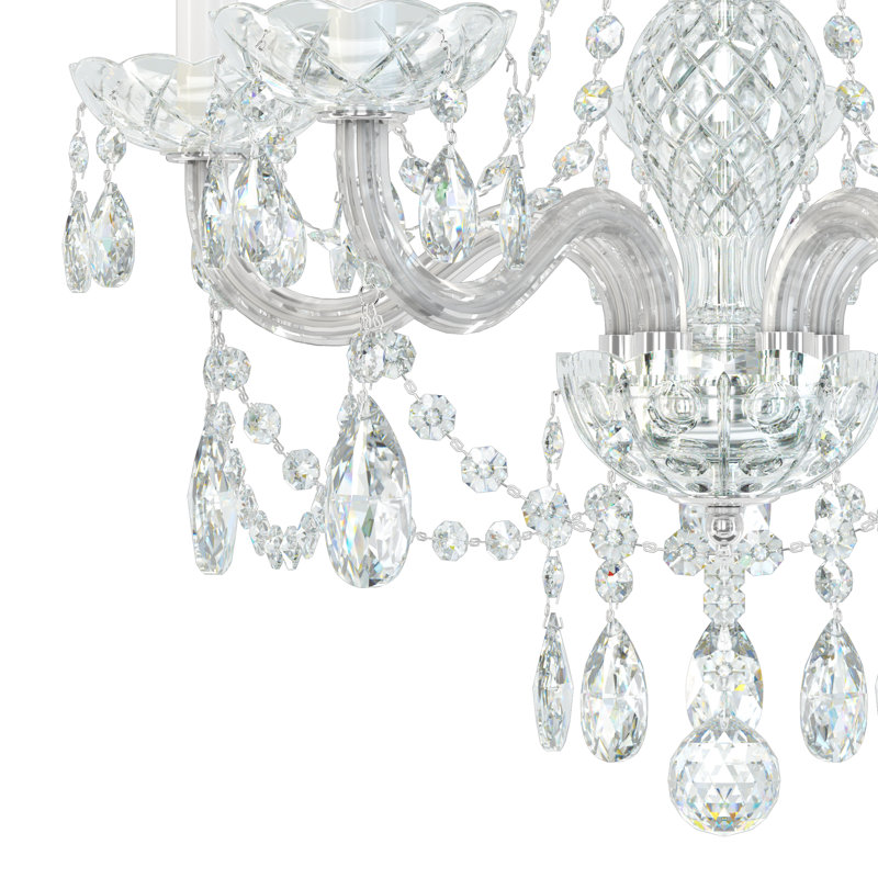 Arlington Polished Silver 5-Light Chandelier with Clear Heritage Crystals