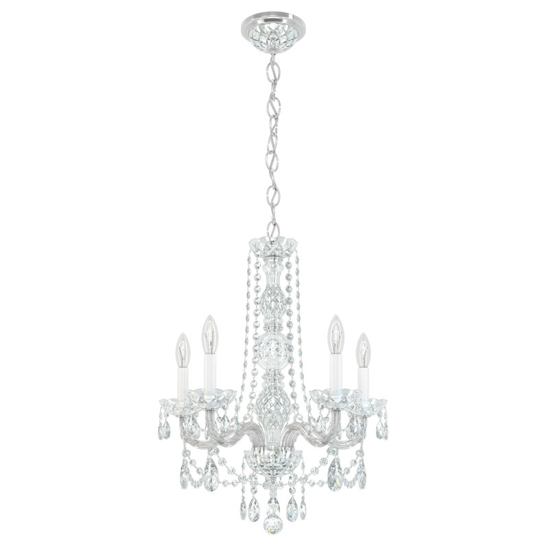 Arlington Polished Silver 5-Light Chandelier with Clear Heritage Crystals