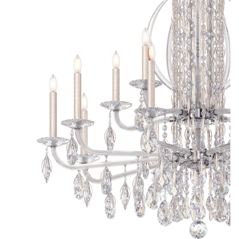 Antique Silver 17-Light Chandelier with Clear Heritage Crystal