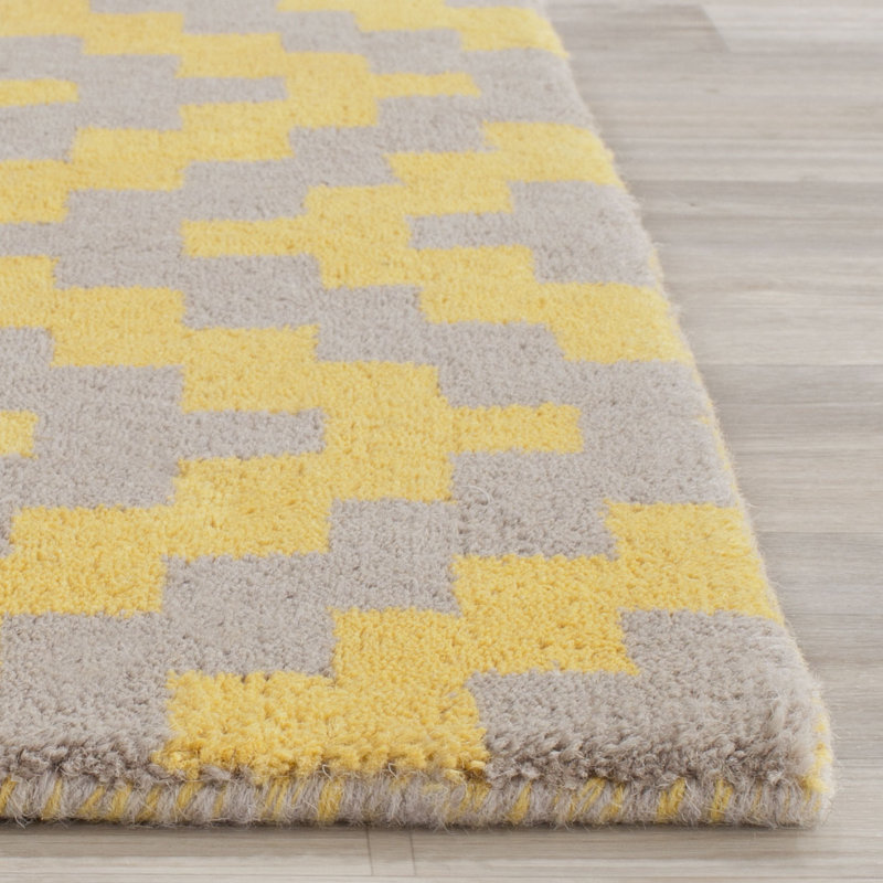 Elegant Taupe & Gold Hand-Tufted Wool Rectangular Rug, 3' x 5'